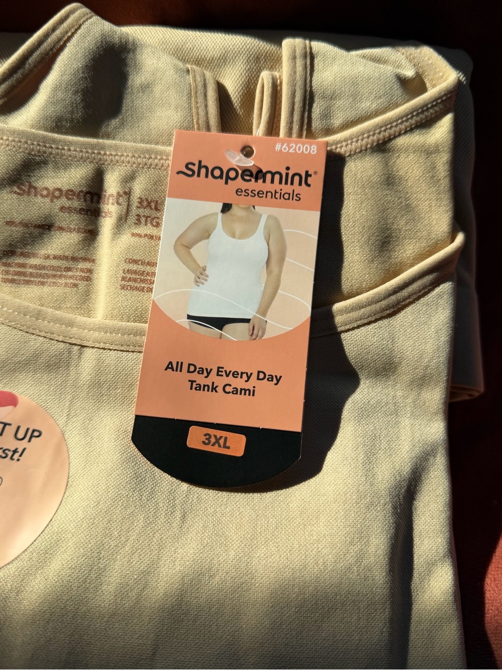 Shapermint Cream Tank Cami - Scoop Neck Lightweight Layering